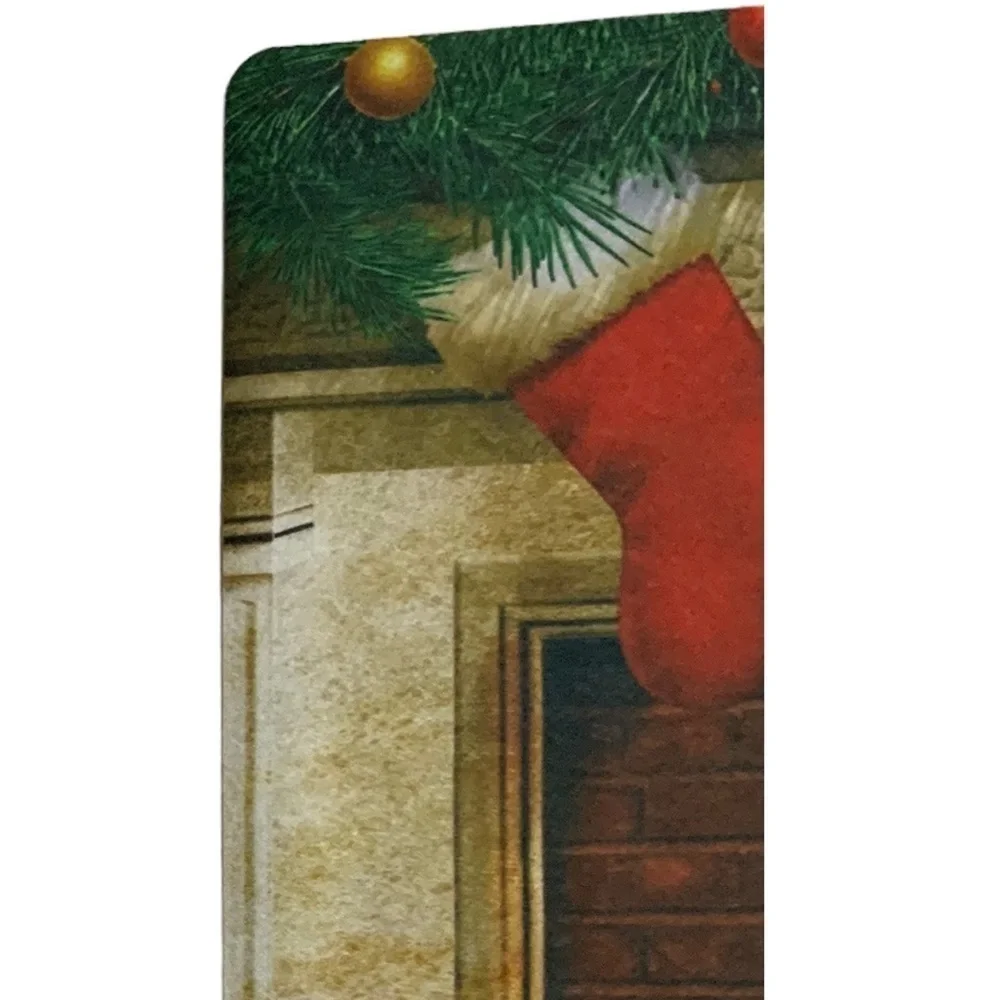 Holiday Doormat Fireplace Christmas Stockings Rectangle 16 X 24 In Multicolor